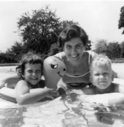 Jimmy, Kathy in Gibbons' pool (Easton, MD), c. 1964.
