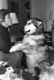 Joan with Luke (Jason's dog), c. 1995.