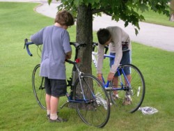 The boys were great putting the bikes together when we arrived.