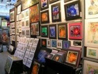 Alley of artists and their works near Chateau Frontenac, Vieux Quebec.