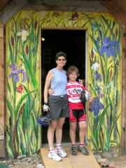 Avery and Care exploring a local art/antique shop.