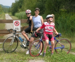 Our team:  Nathan, Carolyn, Avery ... on the Route Verte from Richmond to Danville.